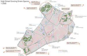 High Street existing green spaces - Matthew Hewitt Existing Green Spaces.png